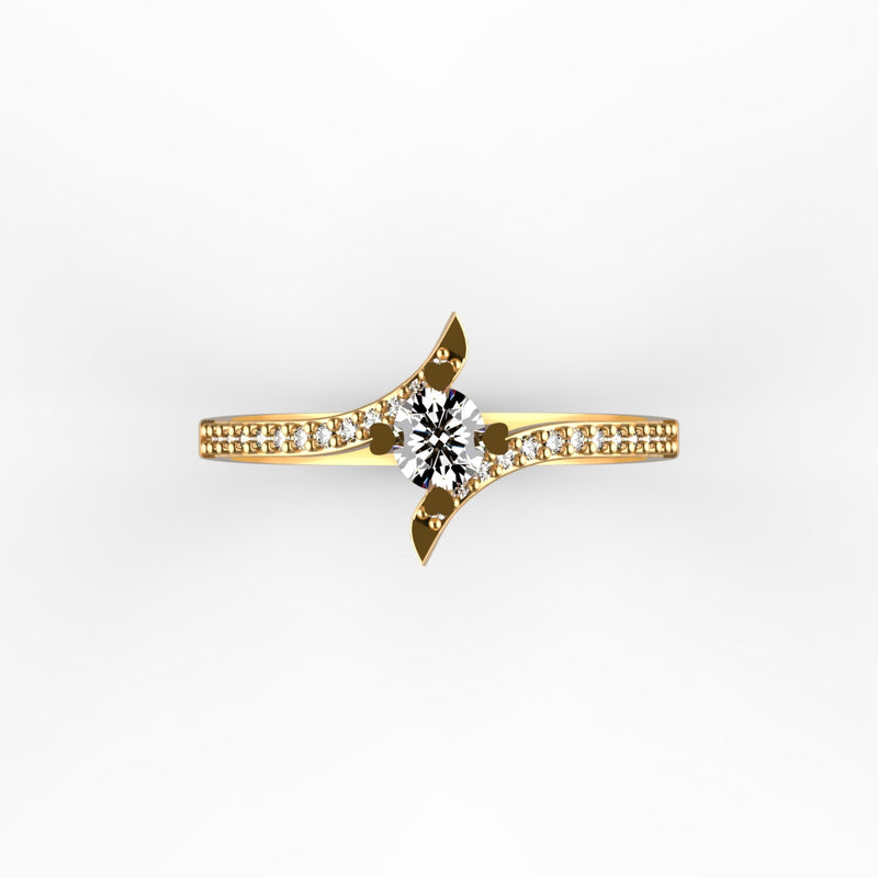 Lateral Diamond Gold Ring