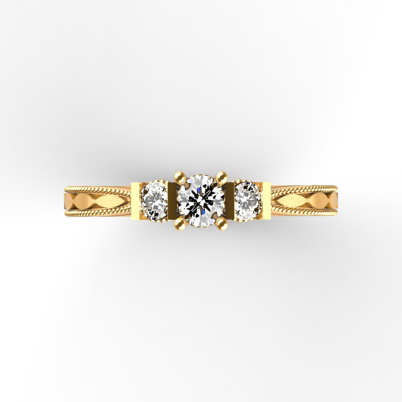 Anillo de oro con tres diamantes