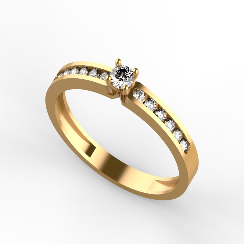 One Stone Diamond Gold Ring