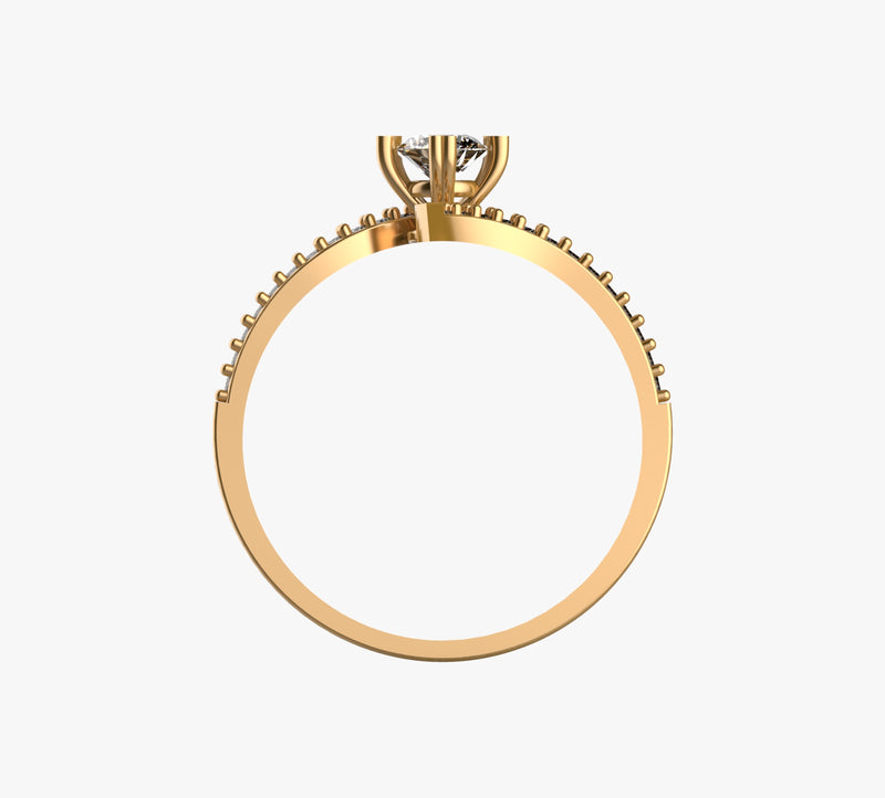 Lateral Diamond Gold Ring